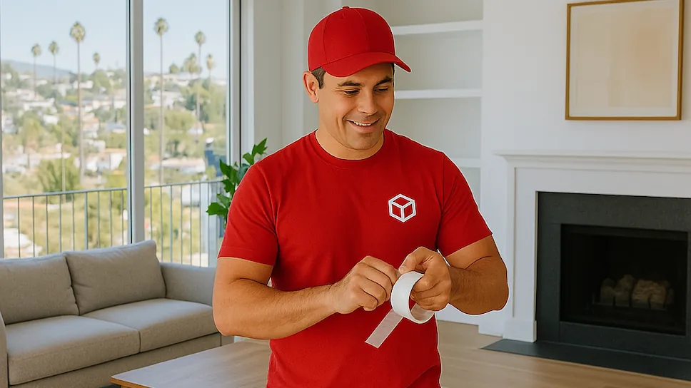 Professional mover packing household items for a residential move in Los Angeles